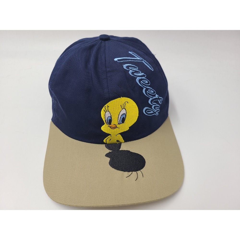 Vintage Tweety Bird Shadow Looney Tunes 1996 Stretch Fitted (Seems M-L) Hat Cap